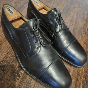 Nordstrom Made In Italy Black Leather Men's Oxfords w/ Shoe Trees